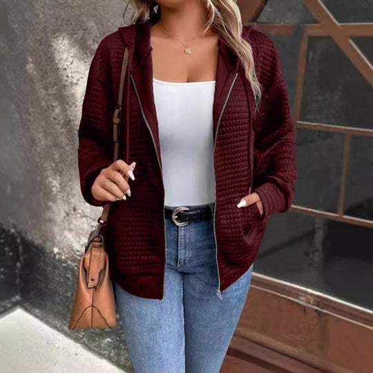 Damen kuschelige Sweatjacke mit Struktur Fudus