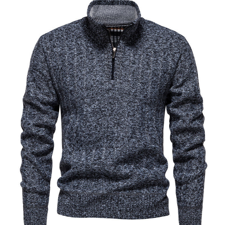Herren Pullover mit Stehkragen und Zipper Fudus