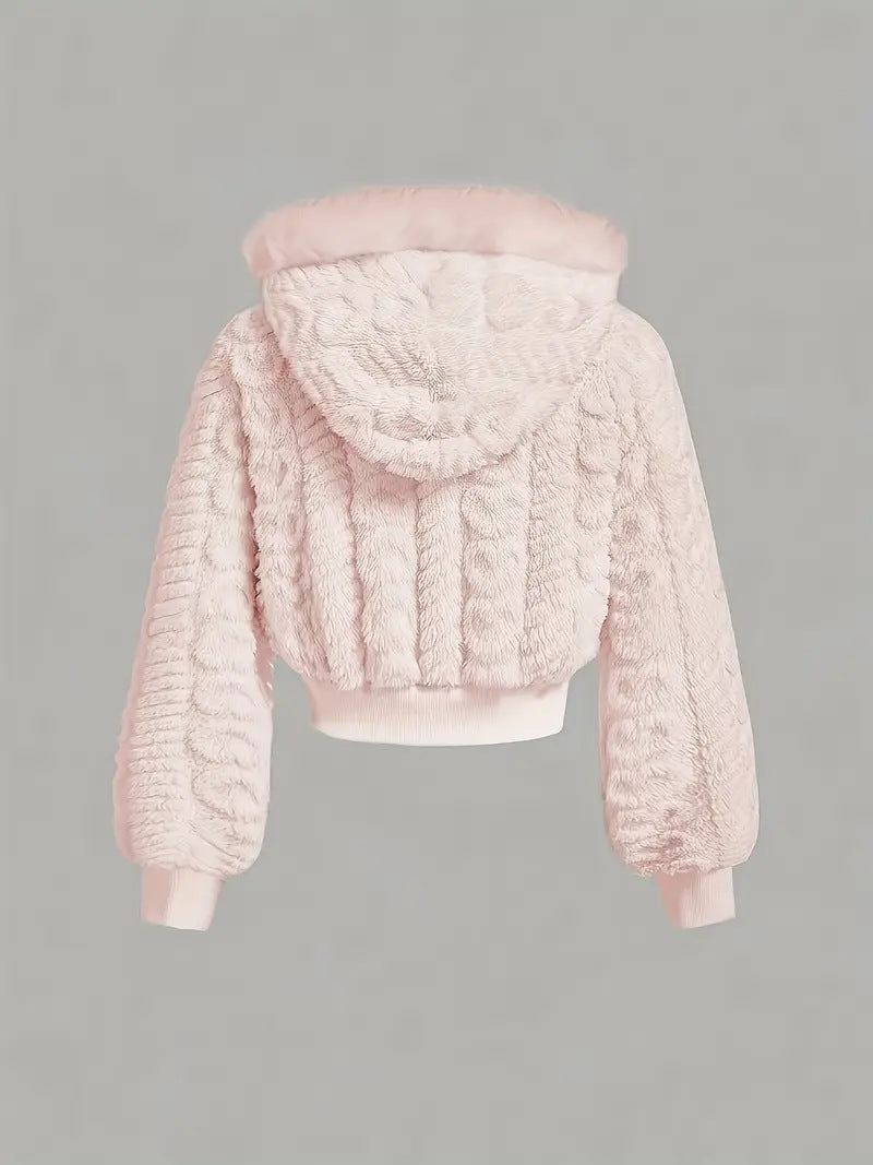 Damen Kuschelige Fleecejacke mit angeschnittenem Schnitt und Kapuze Fudus