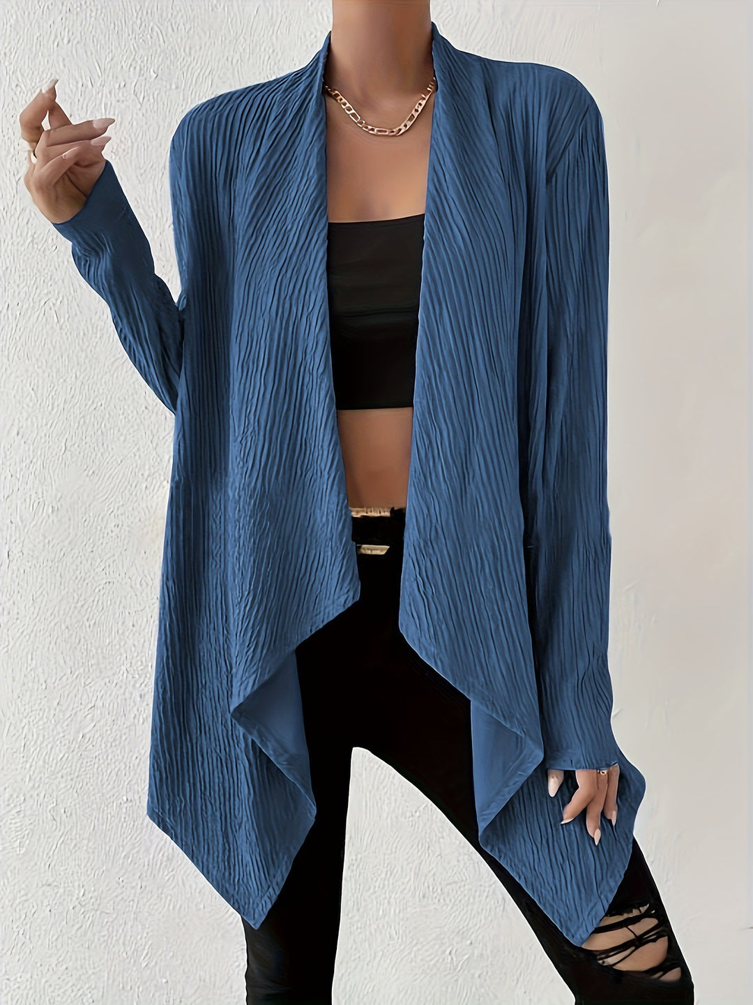 Damen lässige Cardigan mit elegantem Strukturdesign Fudus