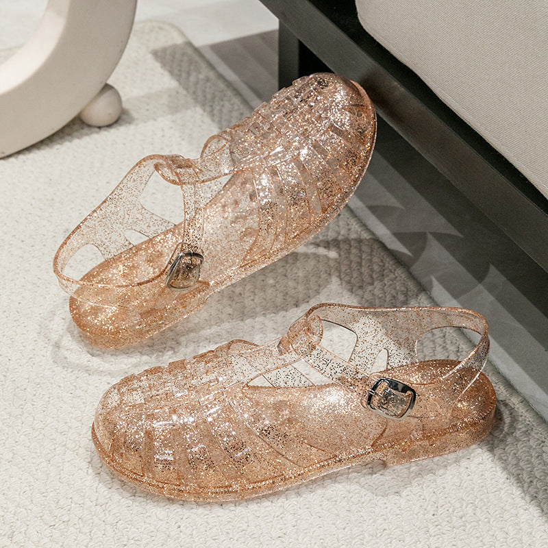 Damen Glitzernde Freizeit Sandalen mit Riemchen