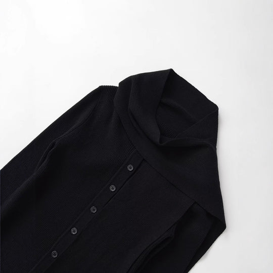 Damen Langarmshirt mit modischem Schalkragen und dekorativen Knopfdetails Fudus