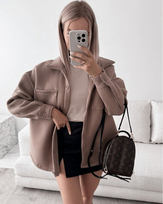 Damen Lässige Overshirtjacke mit praktischen Taschen Fudus