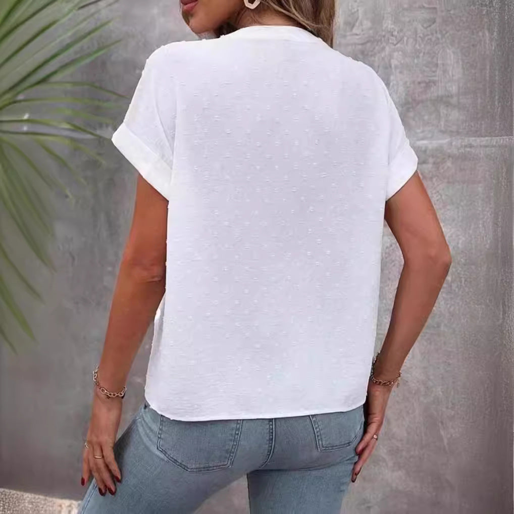 Damen Kurzarm Bluse mit feinem Strukturmuster