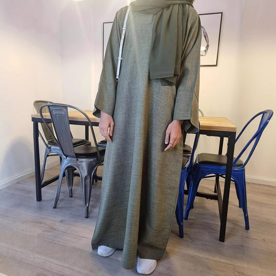 Damen Kaftan-Kleid mit eleganten Seitennaht- und Arm-Details Fudus