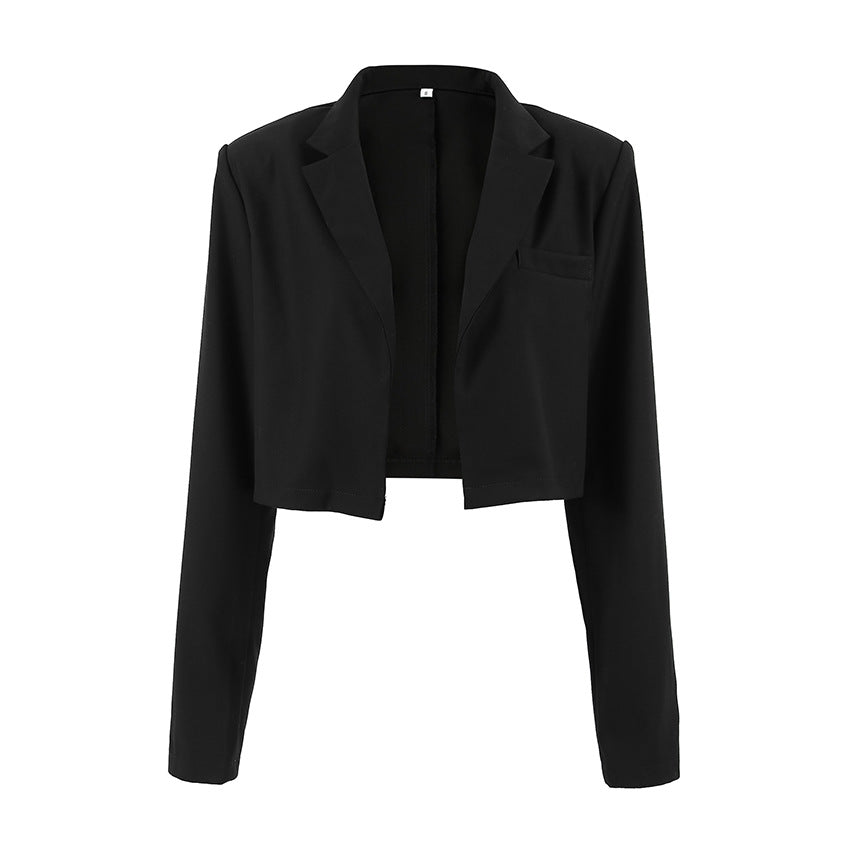 Damen Kurzer Blazer mit Stehkragen und Taschen Fudus