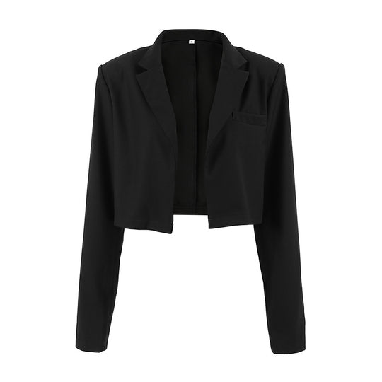 Damen Kurzer Blazer mit Stehkragen und Taschen Fudus