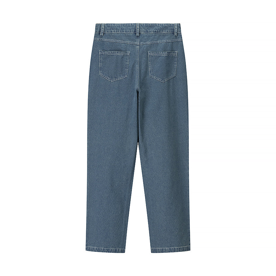 Damen hochtaillierte Jeanshose im eleganten Karomuster Fudus