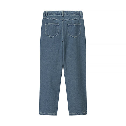 Damen hochtaillierte Jeanshose im eleganten Karomuster Fudus