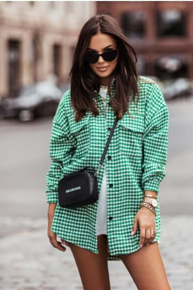 Damen Karierte Overshirt Jacke Fudus