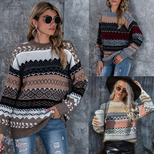 Damen Grobstrickpullover mit elegantem Muster Fudus