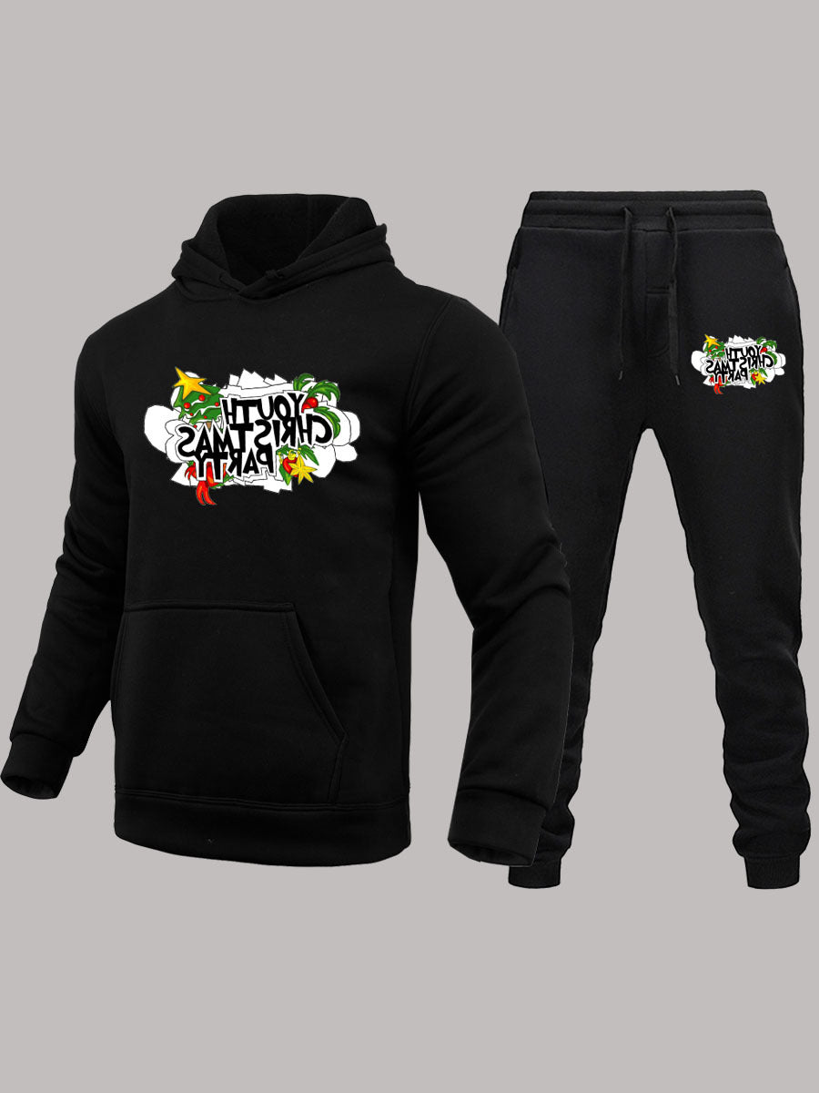 Damen Hoodie und Jogginghose Set mit kreativem Weihnachtsmotiv Fudus
