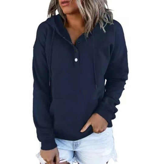 Damen Hoodie mit Knopfdetails und praktischen Taschen Fudus
