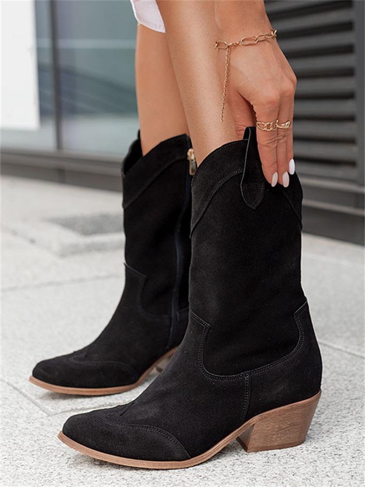 Damen Cowboystiefel mit elegantem Reißverschluss und modischem Design Fudus