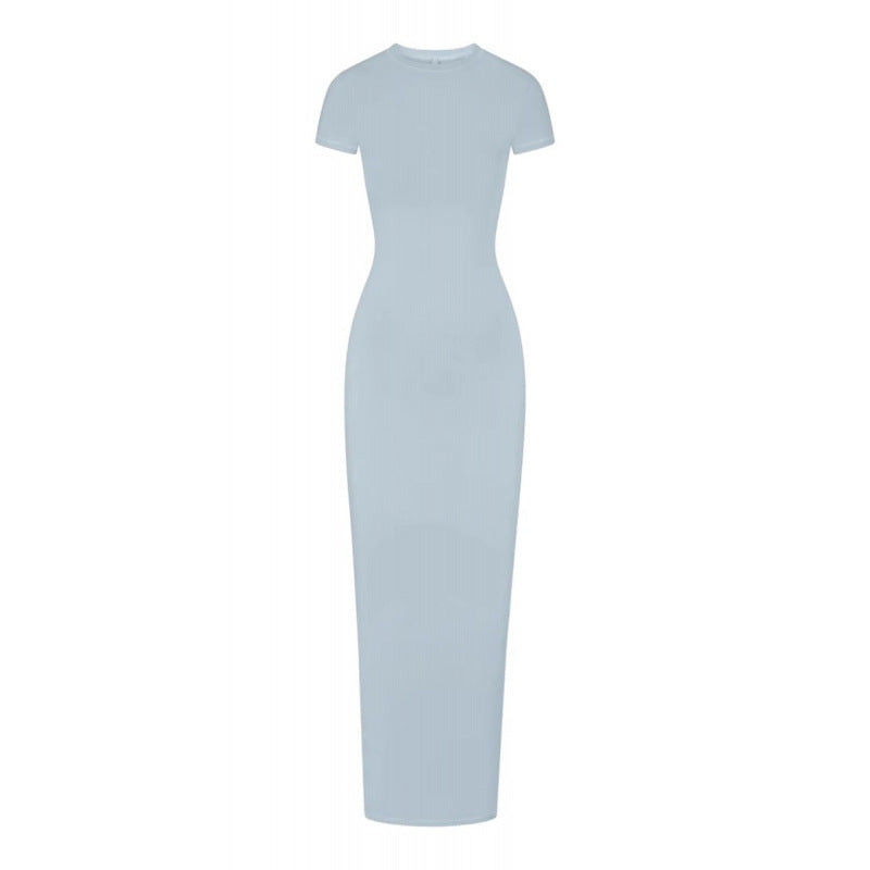 Damen Figurbetontes Maxikleid mit kurzen Ärmeln