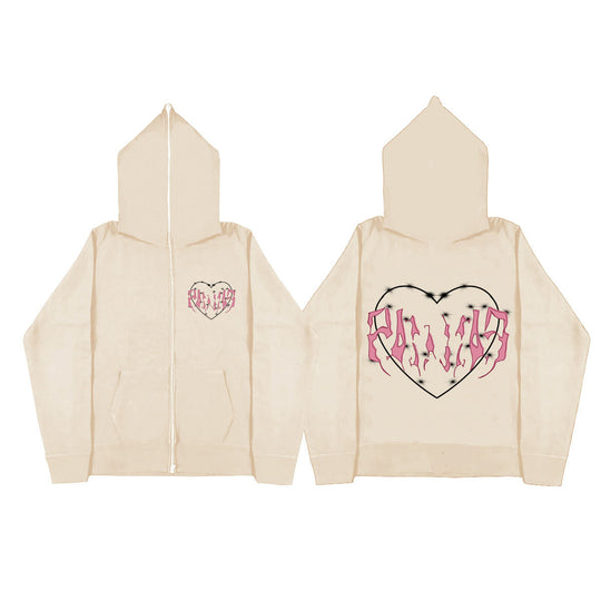 Damen Kapuzenjacke mit einzigartigem Herzdesign und durchgehendem Reißverschluss Fudus