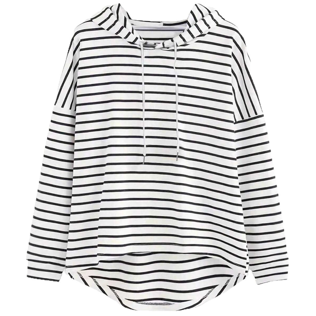 Damen Kapuzenpullover mit modernem Streifenmuster und lässigem Schnitt Fudus