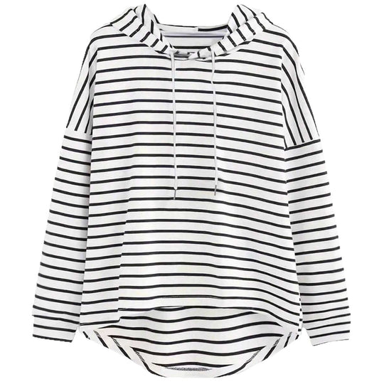 Damen Kapuzenpullover mit modernem Streifenmuster und lässigem Schnitt Fudus