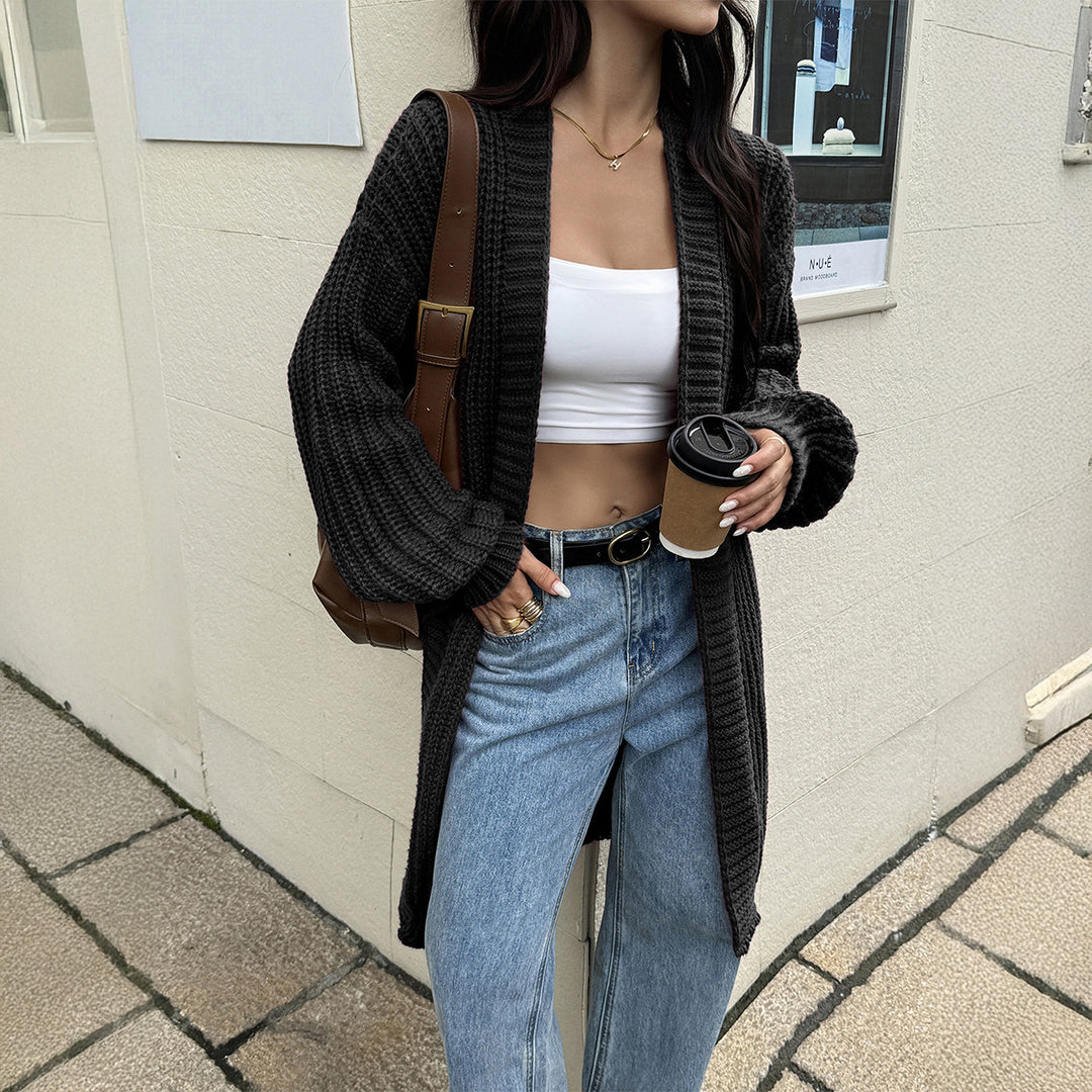 Damen Grobstrickjacke mit offenen Front und lässigem Schnitt Fudus