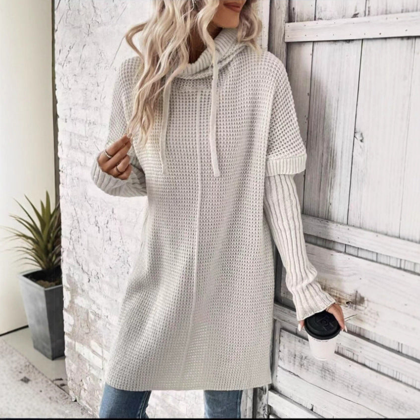 Damen Hoodie-Pullover mit strukturiertem Design und seitlichen Schlitzen Fudus