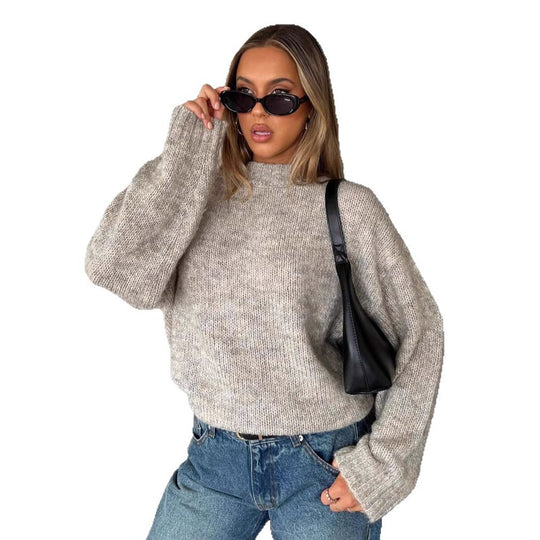 Damen kuscheliger Strickpullover mit weitem Schnitt und Struktur Fudus