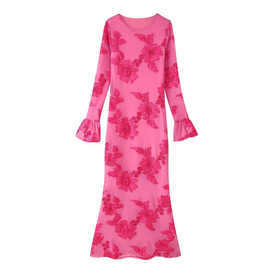 Damen langärmliges Blumenkleid Fudus