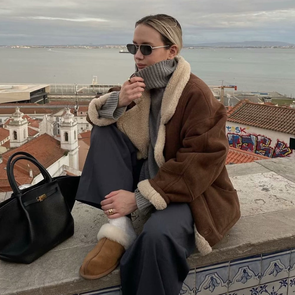 Damen Kuschelige Oversized Jacke Fudus