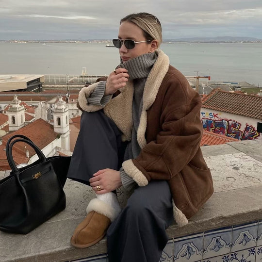 Damen Kuschelige Oversized Jacke Fudus