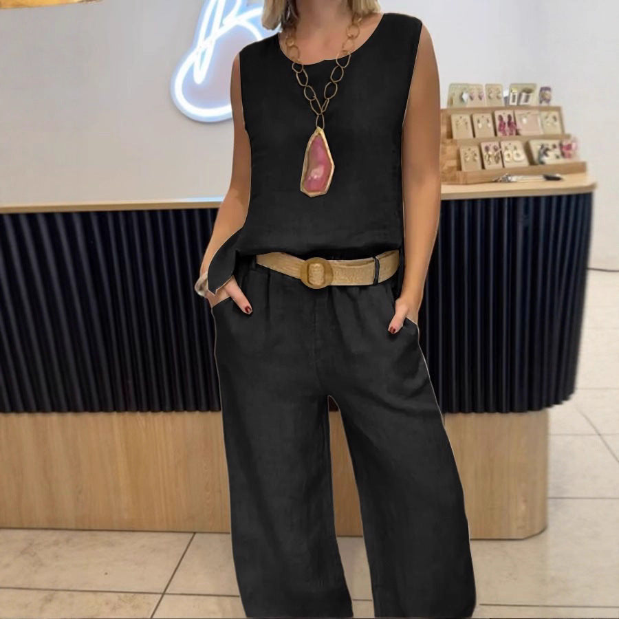 Damen lässige Leinen-Hosenanzug Fudus