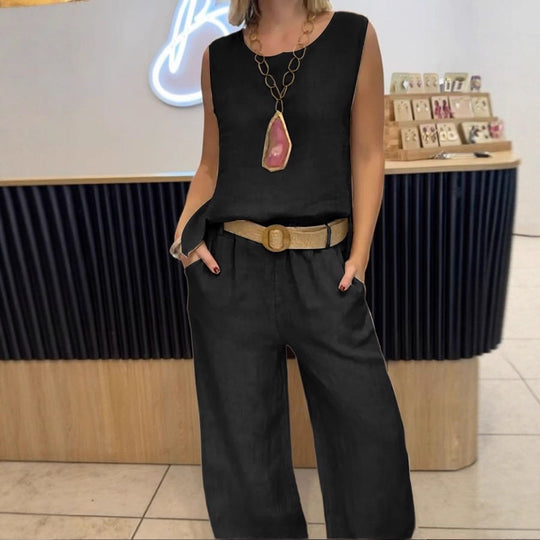 Damen lässige Leinen-Hosenanzug Fudus