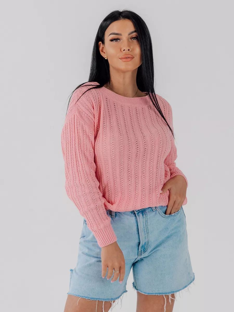 Damen Grobstrickpullover mit strukturiertem Muster Fudus