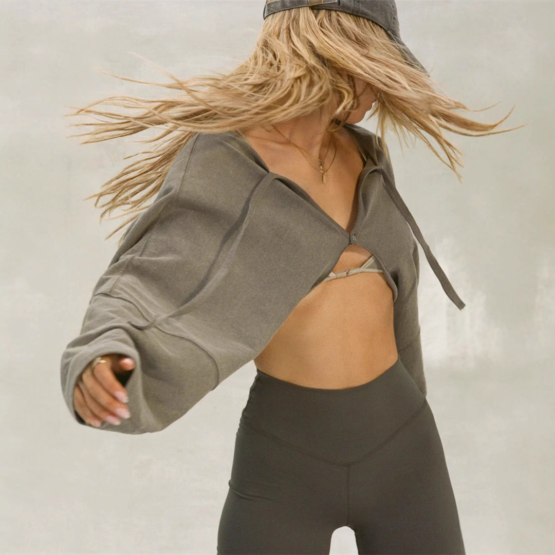 Damen lässige Oversized Blousonjacke mit verspielten Krawatten Fudus