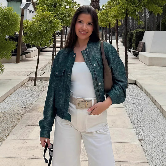 Damen Lässige Oversized-Jacke mit Knopfverschluss Fudus