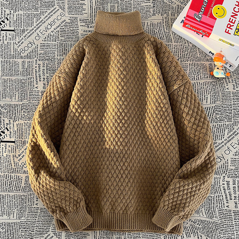 Damen Grobstrick Pullover mit hohem Kragen Fudus