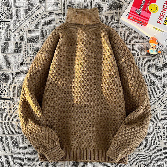 Damen Grobstrick Pullover mit hohem Kragen Fudus