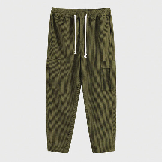 Damen lässige Cargo-Hose mit praktischen Seitentaschen und verstellbarem Kordelzug Fudus