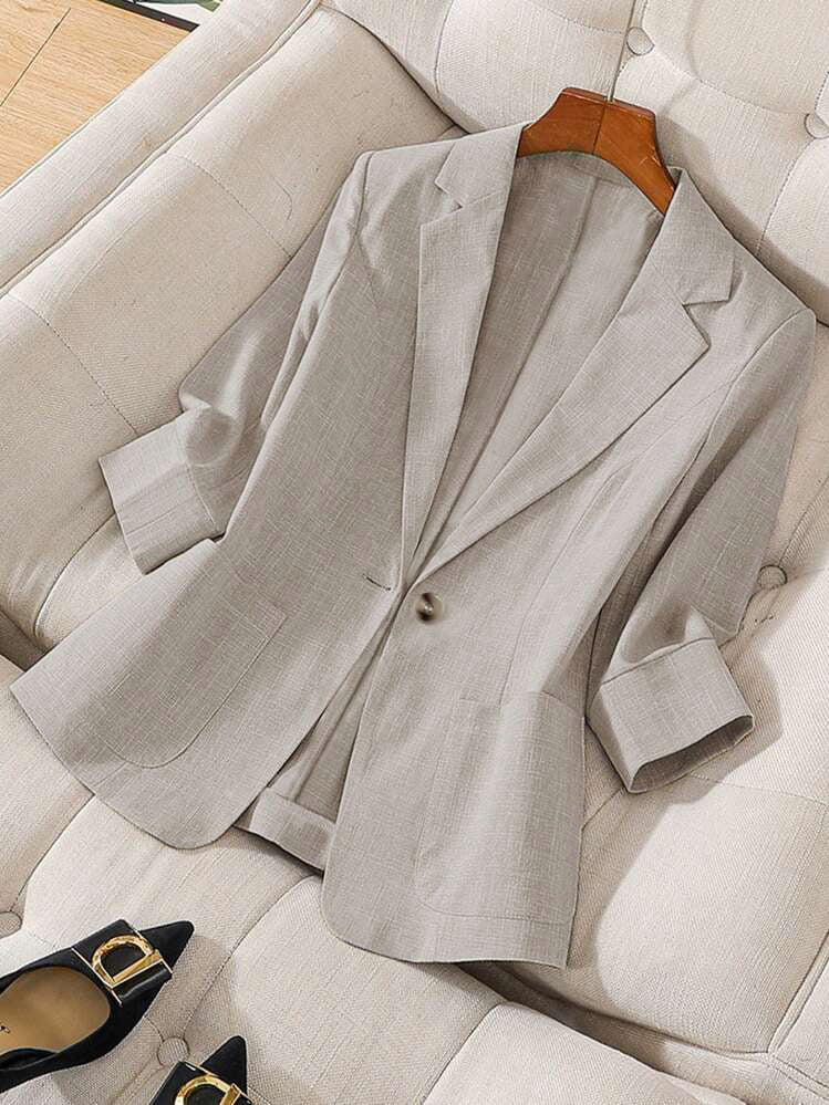 Damen Eleganter Leinenblazer mit extra weitem Schnitt und modernen Details Fudus