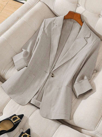 Damen Eleganter Leinenblazer mit extra weitem Schnitt und modernen Details Fudus