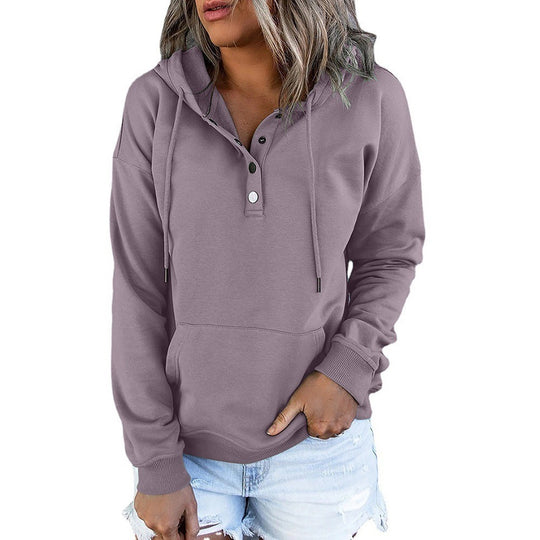 Damen Hoodie mit Knopfdetails und praktischen Taschen Fudus