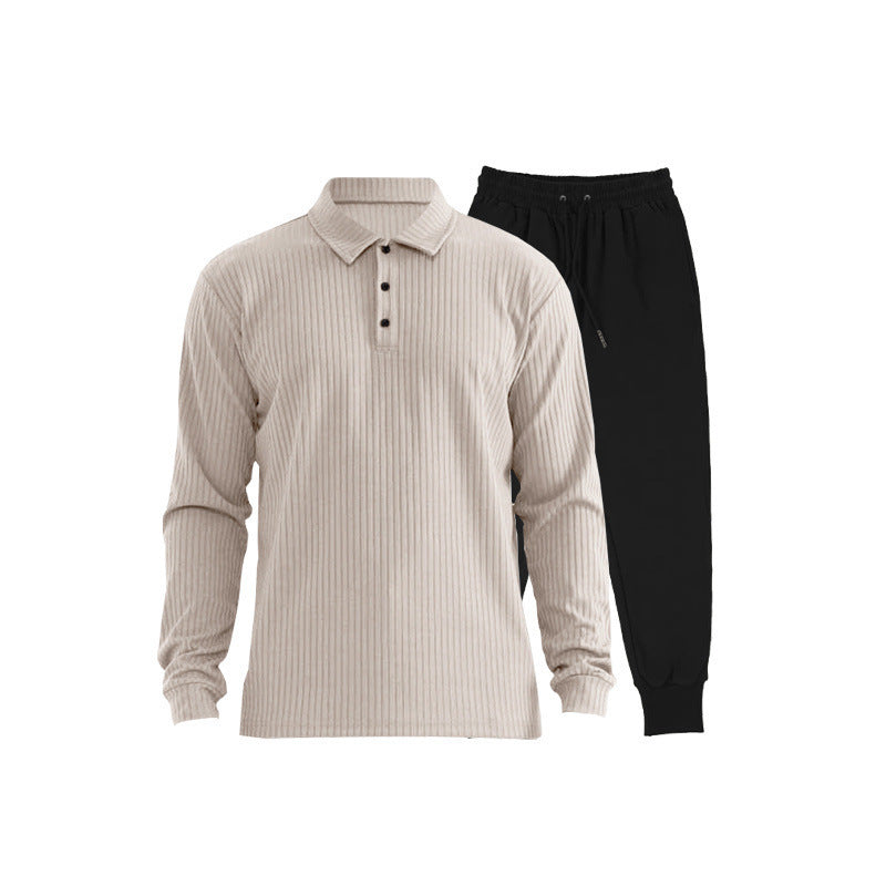 Herren Sportliches Langarm-Polo und Jogginghose Set Fudus