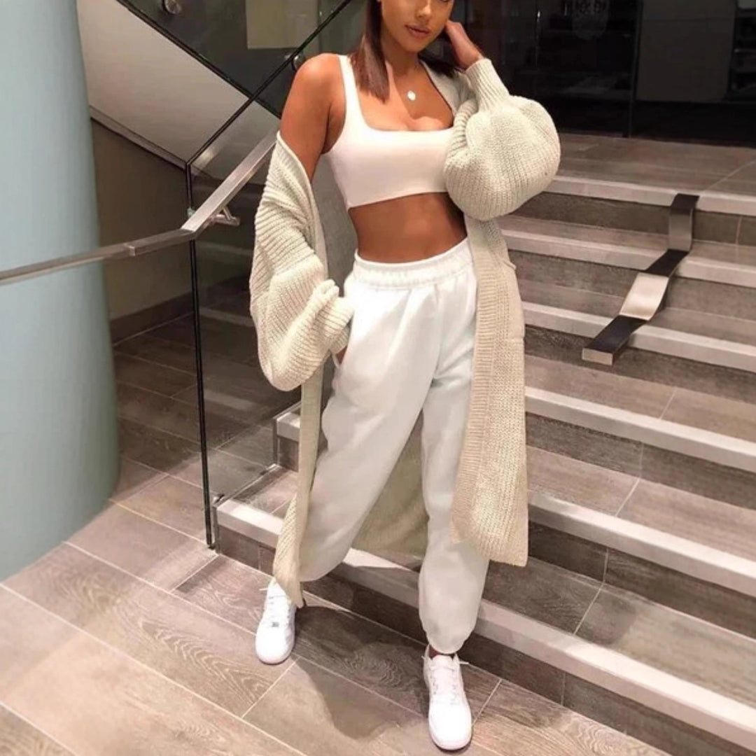 Damen Grobstrickcardigan im lässigen Oversized-Stil mit praktischen Taschen Fudus