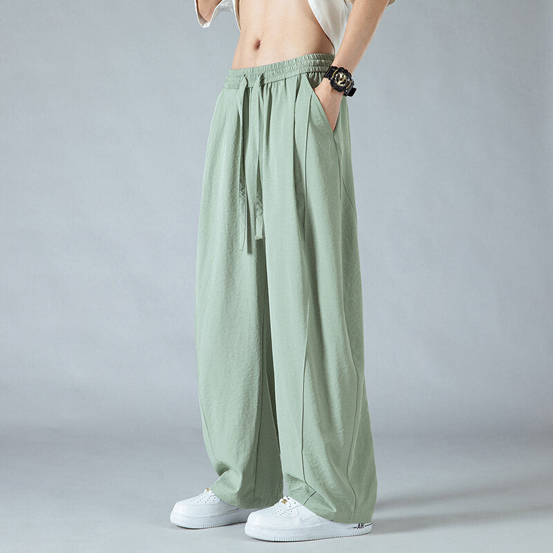 Herren Bequeme und lässige Stoffhose mit elastischem Bund und weit geschnittenem Schnitt Fudus