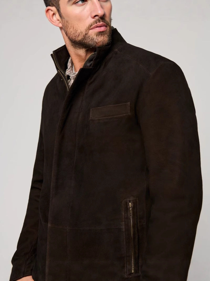 Herren Wildlederjacke mit modernem Stehkragen Fudus