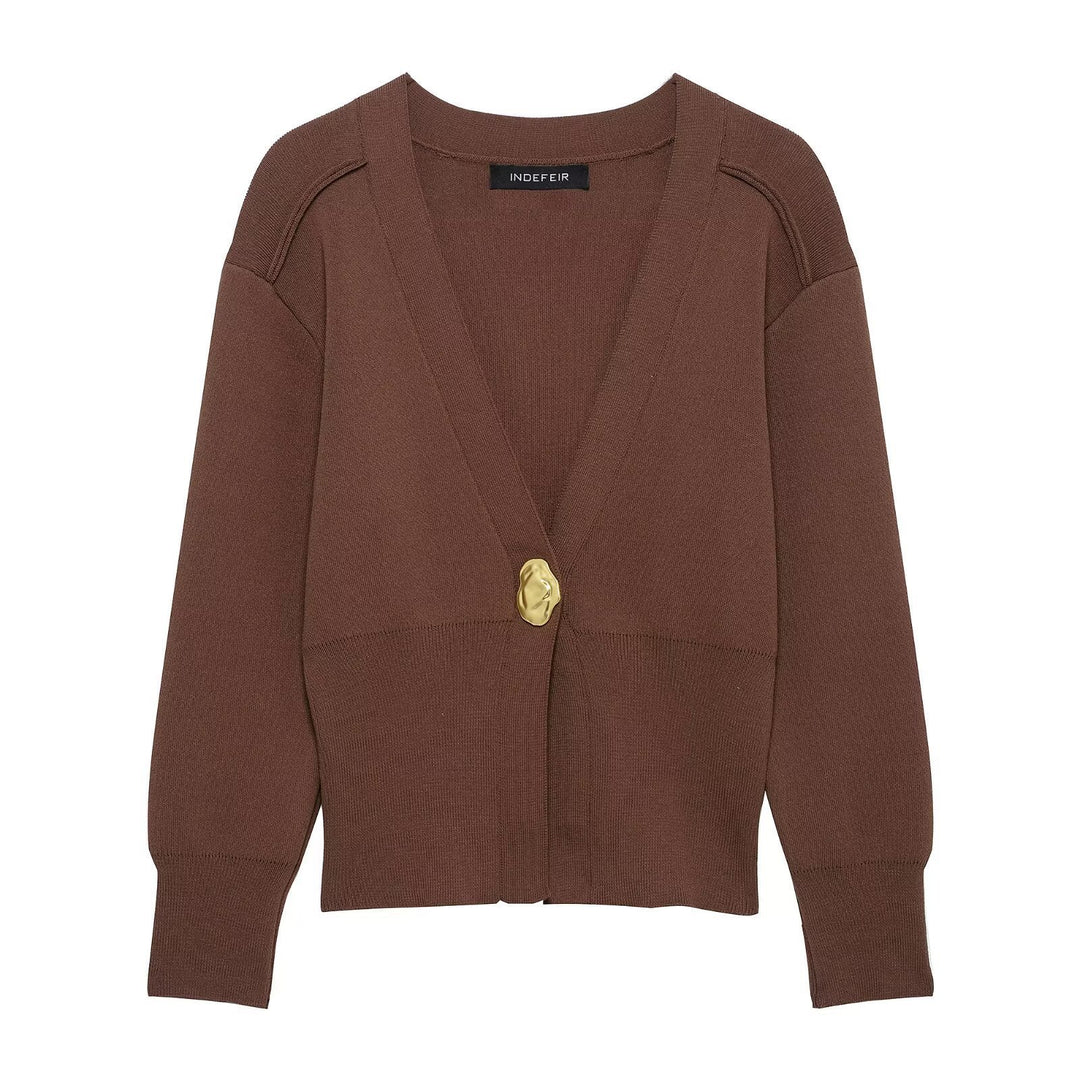 Damen lässige Strickjacke mit dekorativen Knopfdetails und elegantem Schnitt Fudus