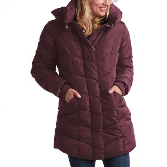 Damen Langer gesteppter Winterparka mit hochgeschlossenem Kragen Fudus