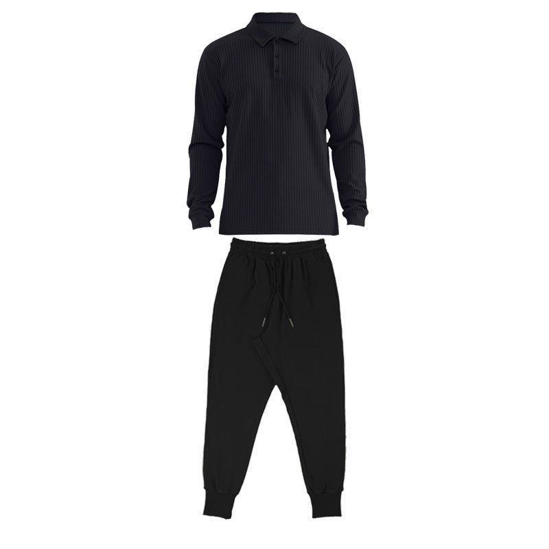 Herren Sportliches Langarm-Polo und Jogginghose Set Fudus