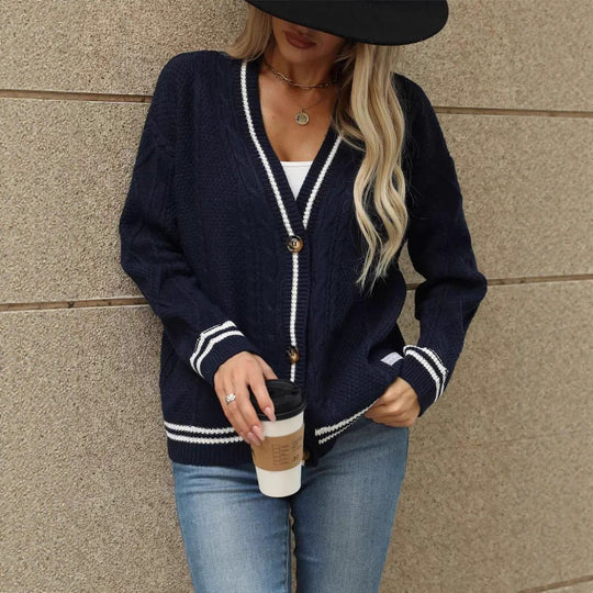 Damen Kuschelige Strickjacke mit markanten Knopfdetails Fudus