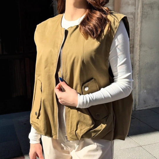 Damen lässige Jacke mit elastischem Saum und praktischen Taschen Fudus