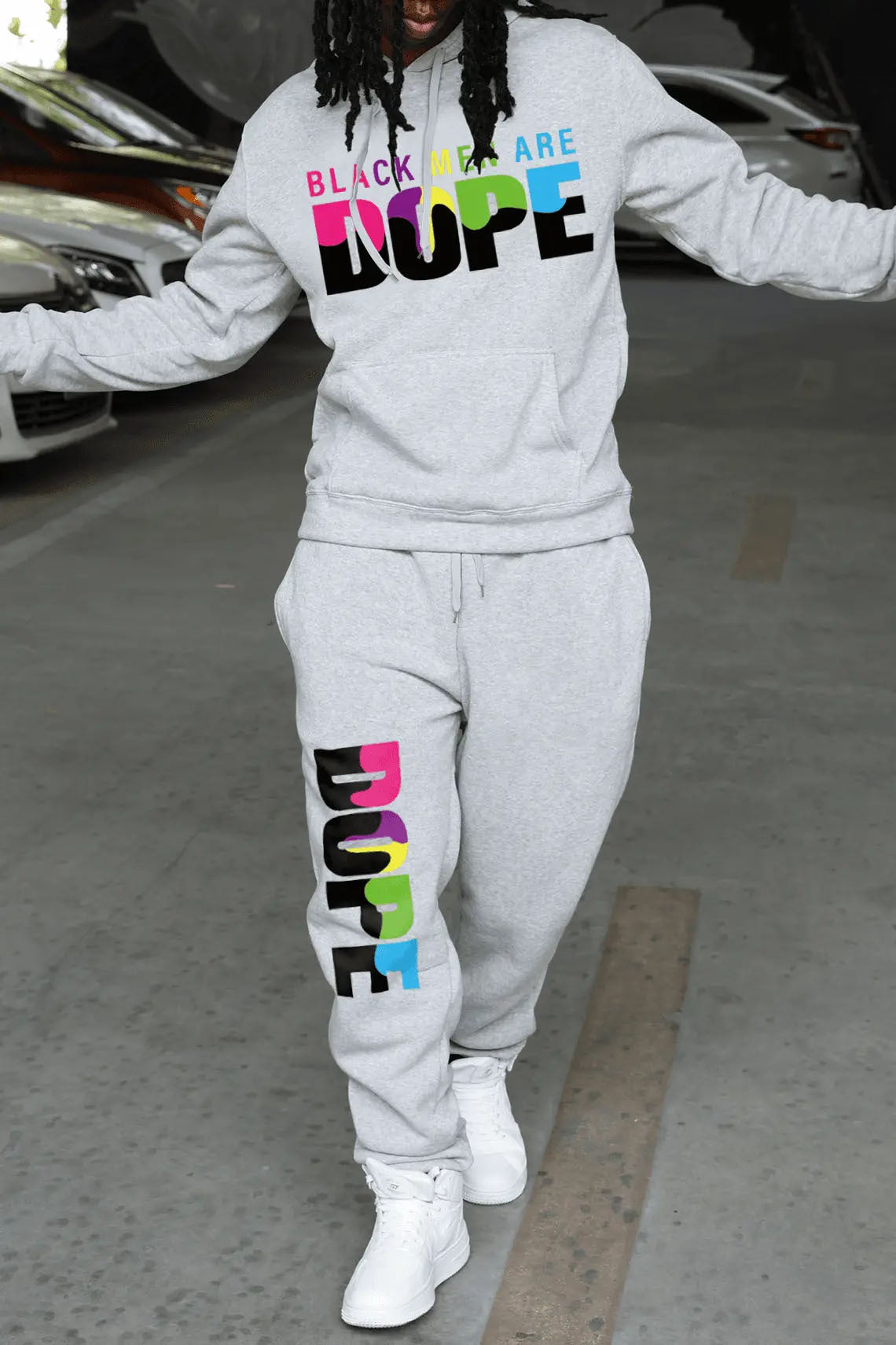 Damen Hoodie und Jogginghose Set mit auffälligem Statementdruck Fudus