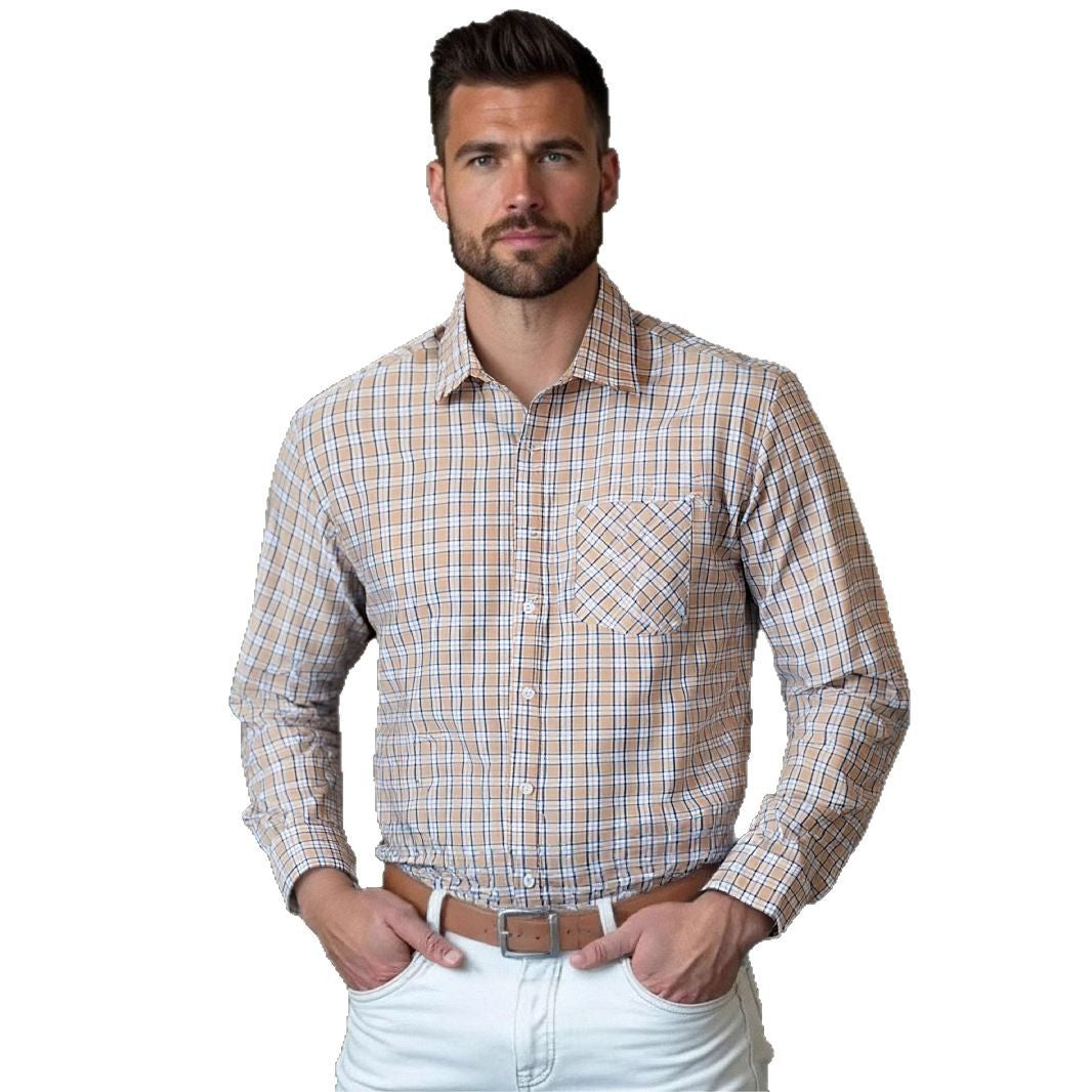 Herren modernes Karohemd mit Brusttasche und bequemer Passform Fudus